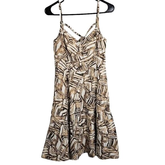 Banana Republic Dresses & Skirts - BANANA REPUBLIC Linen Dress BROWN & BEIGE size 4 Fit & Flare Lined Sundress Cute